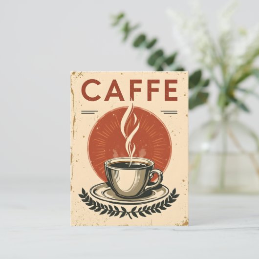 コーヒーハウスのビンテージポスター ポストカード (スタンド正面)