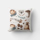 コーヒーハウスをテーマにした装飾用クッション クッション (正面)