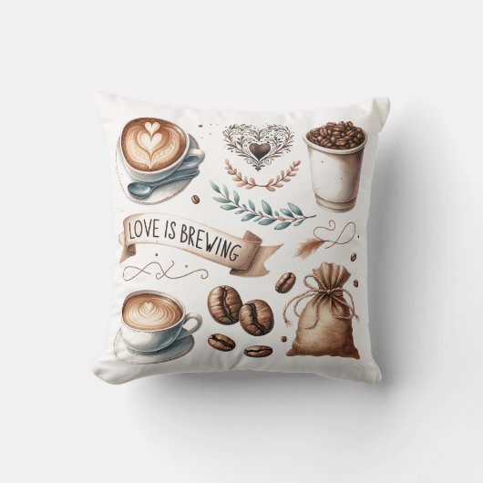 コーヒーハウスをテーマにした装飾用クッション クッション (正面)