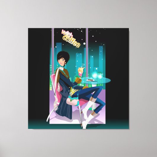 コーヒーハウスガールキャンバスプリント キャンバスプリント (正面)