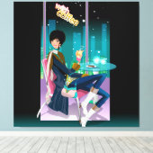 コーヒーハウスガールキャンバスプリント キャンバスプリント (インサイチュ (ウッドフロア))