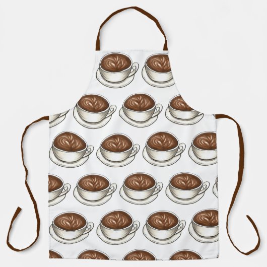 コーヒーハウスショップカプチーノラテアートカップカフェ エプロン (正面)
