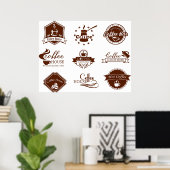 コーヒーハウスラベルシンボルや象徴 ポスター (ホームオフィス)