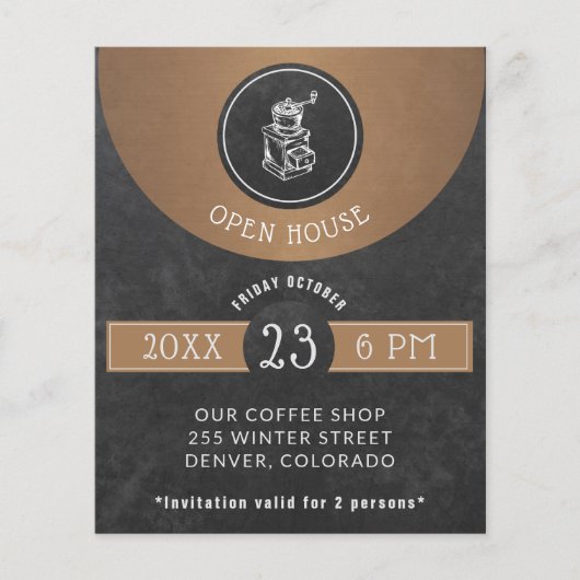 コーヒーハウスロゴオープンハウス銅と黒 チラシ (正面)