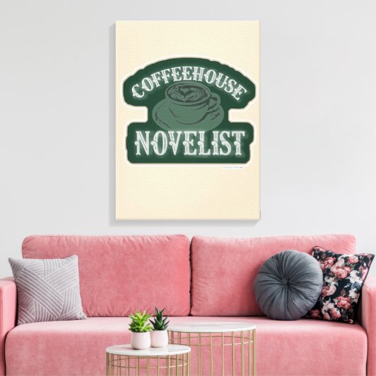 コーヒーハウス小説家エピック作家ライフモットー キャンバスプリント (インサイチュ (リビング))
