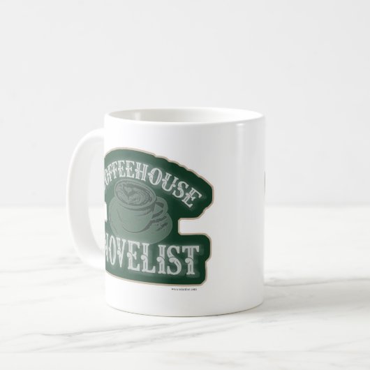 コーヒーハウス小説家勇気付けられる作家ロゴ コーヒーマグカップ (正面左)