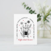 コーヒーハッピーバレンタインデーおもしろいレトロフローラ ポストカード (スタンド正面)