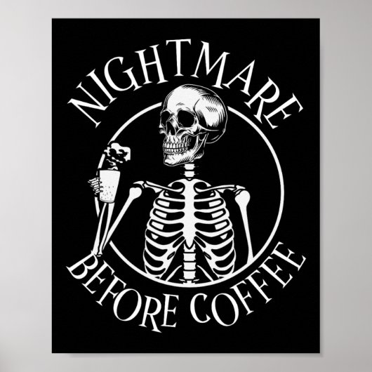 コーヒーハロウィーンスケルトンホルディの前の怖い夜 ポスター (正面)