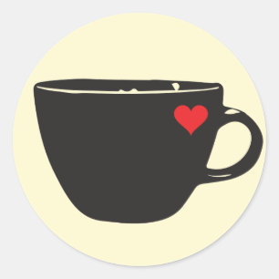 コーヒーハートのステッカー ラウンドシール