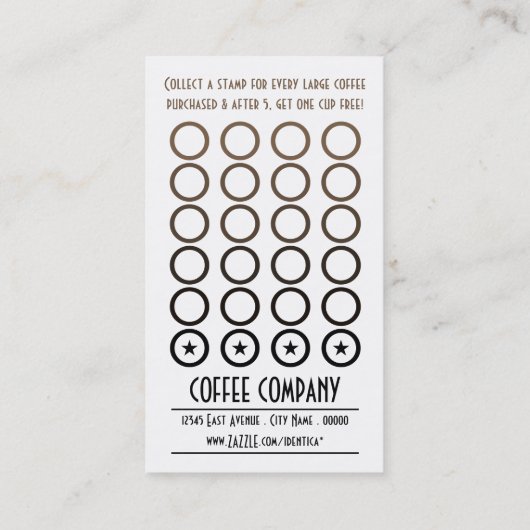 コーヒーハートの芸術は1つを自由得ます ロイヤリティカード (裏面)