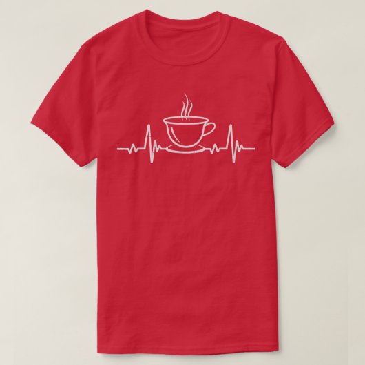 コーヒーハートビートレトロヴィンテージコーヒーを飲む Tシャツ (デザイン正面)