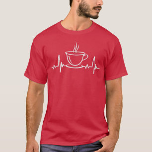 コーヒーハートビートレトロヴィンテージコーヒーを飲む Tシャツ