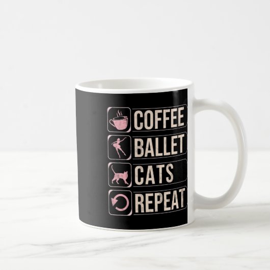 コーヒーバレエ猫リピーターおもしろい踊りダンサー コーヒーマグカップ (右)