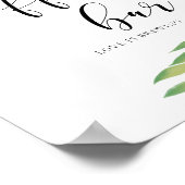 コーヒーバーの水の色の葉緑の結婚のサイン ポスター (角)