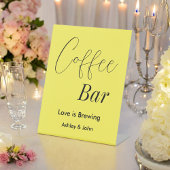 コーヒーバーイエロー結婚のペデスタルサイン 台座サイン