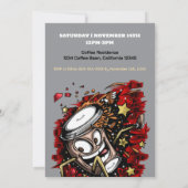 コーヒーバースト – はっきりしたおよびよくはしゃぐ誕生日 招待状 (裏面)