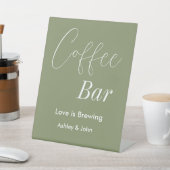 コーヒーバーセージグリーンウェディングシャワー 台座サイン (インサイチュ)