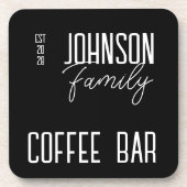 コーヒーバーファミリー名白黒 コースター (正面)