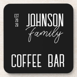 コーヒーバーファミリー名白黒 コースター