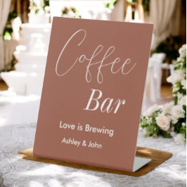 コーヒーバーブラウンテラコッタ結婚のペデスタルサイン 台座サイン