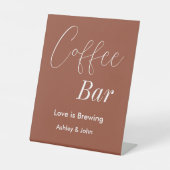 コーヒーバーブラウンテラコッタ結婚のペデスタルサイン 台座サイン (正面)