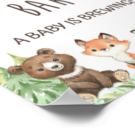 コーヒーバーベビーが木地動物の醸造サイン ポスター (角)