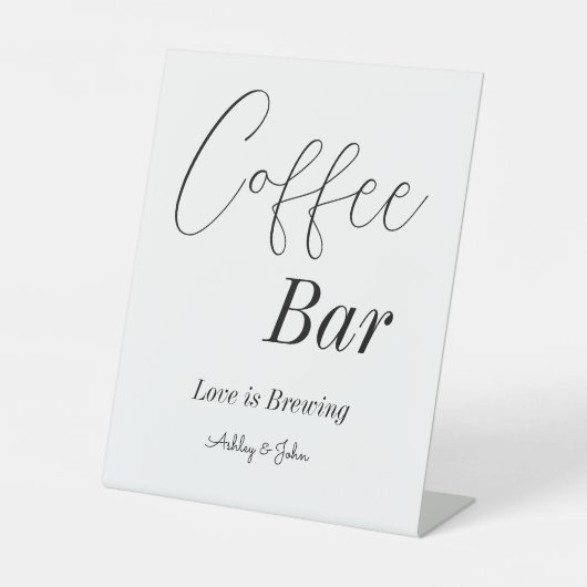 コーヒーバー白黒ウェディングシャワー 台座サイン (正面)