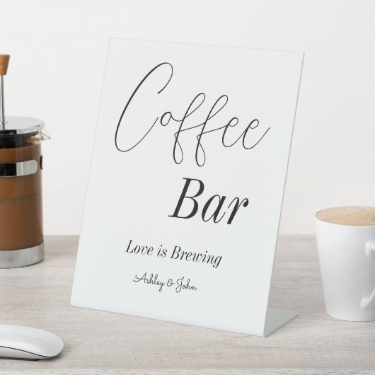 コーヒーバー白黒ウェディングシャワー 台座サイン (インサイチュ)