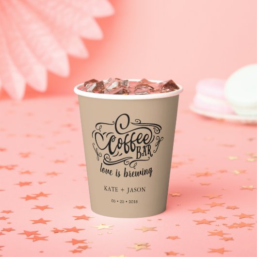 コーヒーバー結婚モノグラム紙カップセット 紙コップ (インサイチュ)