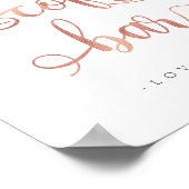 「コーヒーバー」バラ金ゴールド書結婚のサイン ポスター (角)