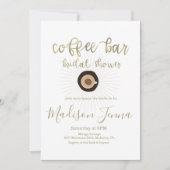 コーヒーバー ブライダルシャワーのためのゴールドスクリプト 招待状 (正面)