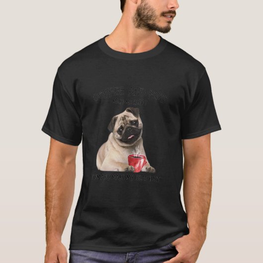 コーヒーパグ 犬 犬とコーヒー 1 Tシャツ (正面)