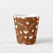 コーヒーパターン付きカップ カフェラテマグ (正面)