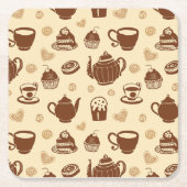 コーヒーパターン紙コースター スクエアペーパーコースター (正面)