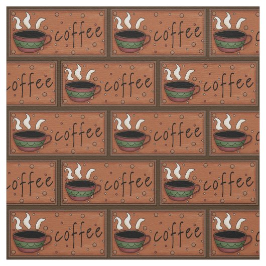 コーヒーパターン綿のあや織りの生地 ファブリック (見本)