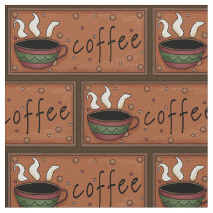 コーヒーパターン綿のあや織りの生地 ファブリック