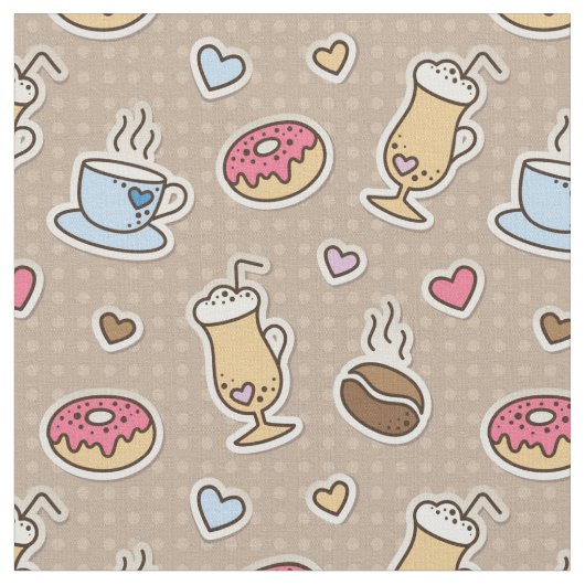 コーヒーパターン ファブリック (クローズアップ)