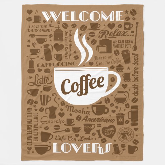 コーヒーパターン フリースブランケット (正面)