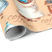 コーヒーパターン ラッピングペーパー (ロールコーナー)