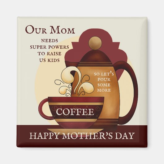 コーヒーパワーヴィンテージマザーズデイマグネット マグネット (正面)