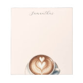 コーヒーパーソナライズされたをテーマにしたメモ帳(ラテ付き) ノートパッド (正面)