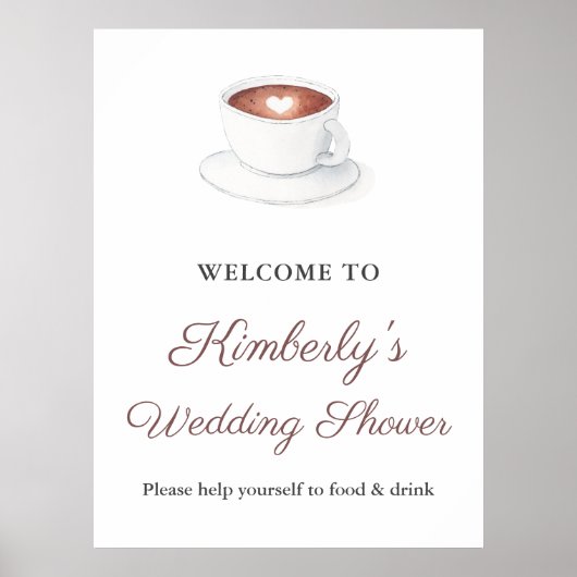 コーヒーパーフェクトブレンドウェディングシャワーウェルカムサイン ポスター (正面)