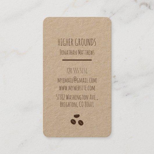 コーヒービジネスロゴクラフト紙 名刺 (正面)