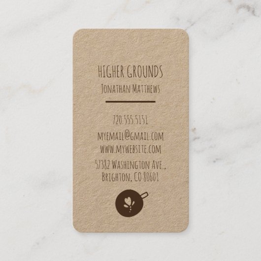 コーヒービジネスロゴクラフト紙 名刺 (正面)