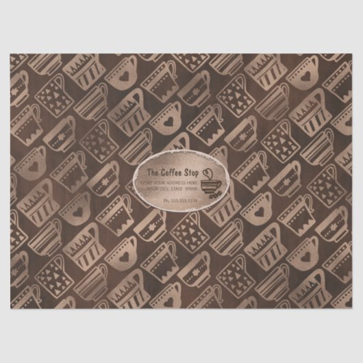 コーヒービジネス用マグカップBrown パーソナライズされた 薄葉紙 (正面)