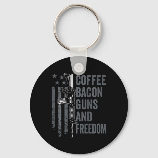 コーヒービーコン銃と自由 - BBQグリルプロガン キーホルダー (正面)