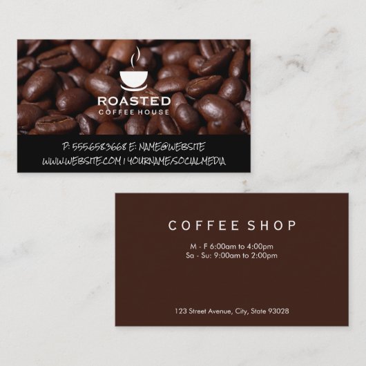 コーヒービーンズ | コーヒーカップロゴ 名刺 (正面/裏面)