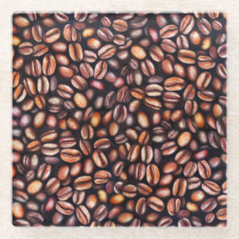 コーヒービーンペンシルスケッチパタ素朴ーン ガラスコースター
