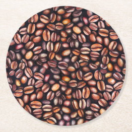 コーヒービーンペンシルスケッチパタ素朴ーン ラウンドペーパーコースター