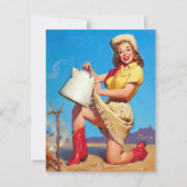 コーヒーピンを上げた女性のカーボーイ 招待状 (正面)